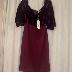 NWT  Women’s Belle Poque Elegant Retro Burgundy Velvet Dress Size XL